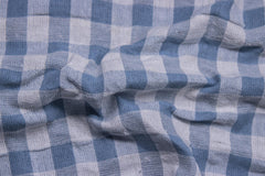 Greyish Blue Recycled SeerSucker Gingham Check
