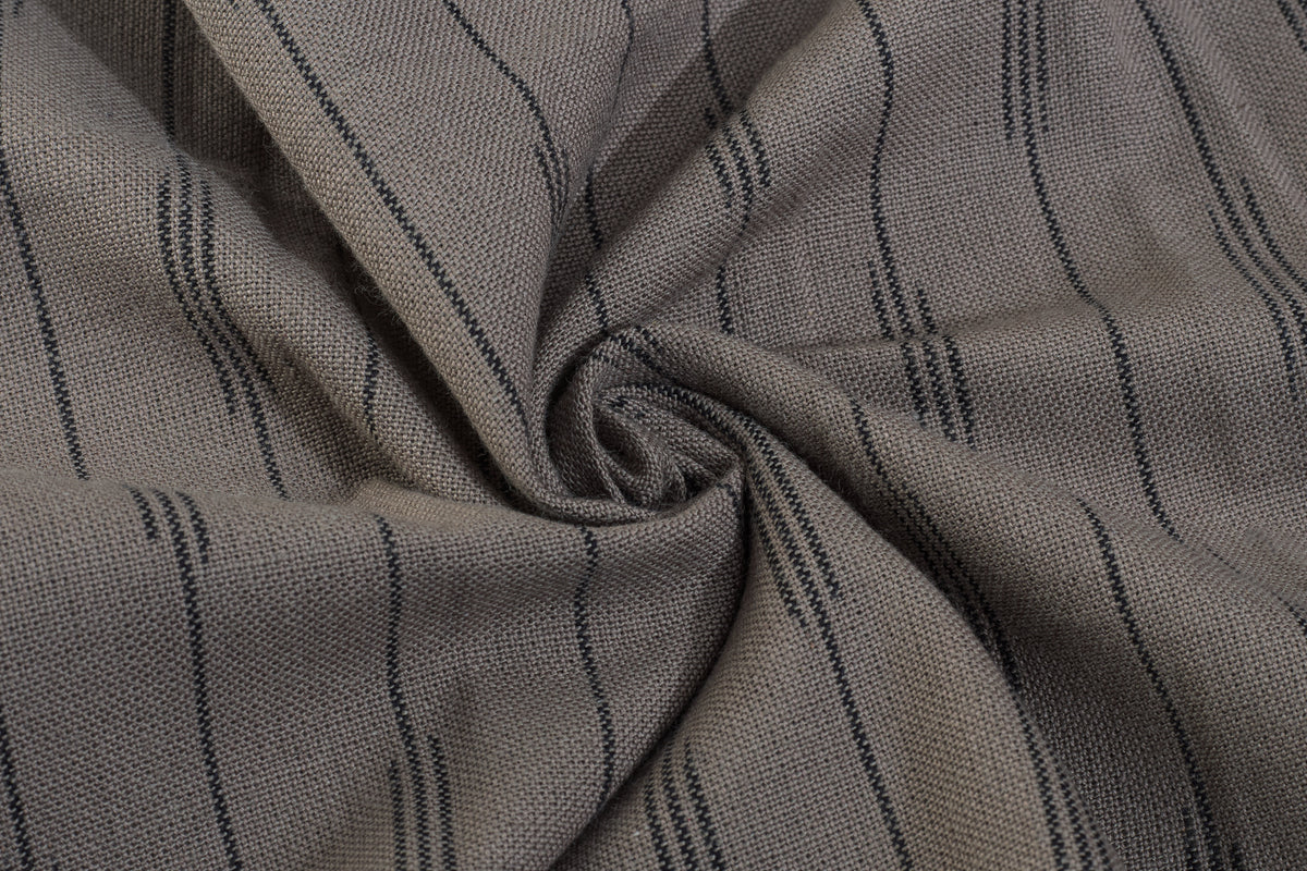 Brown Handloom Ikat Stripe Cotton Fabric