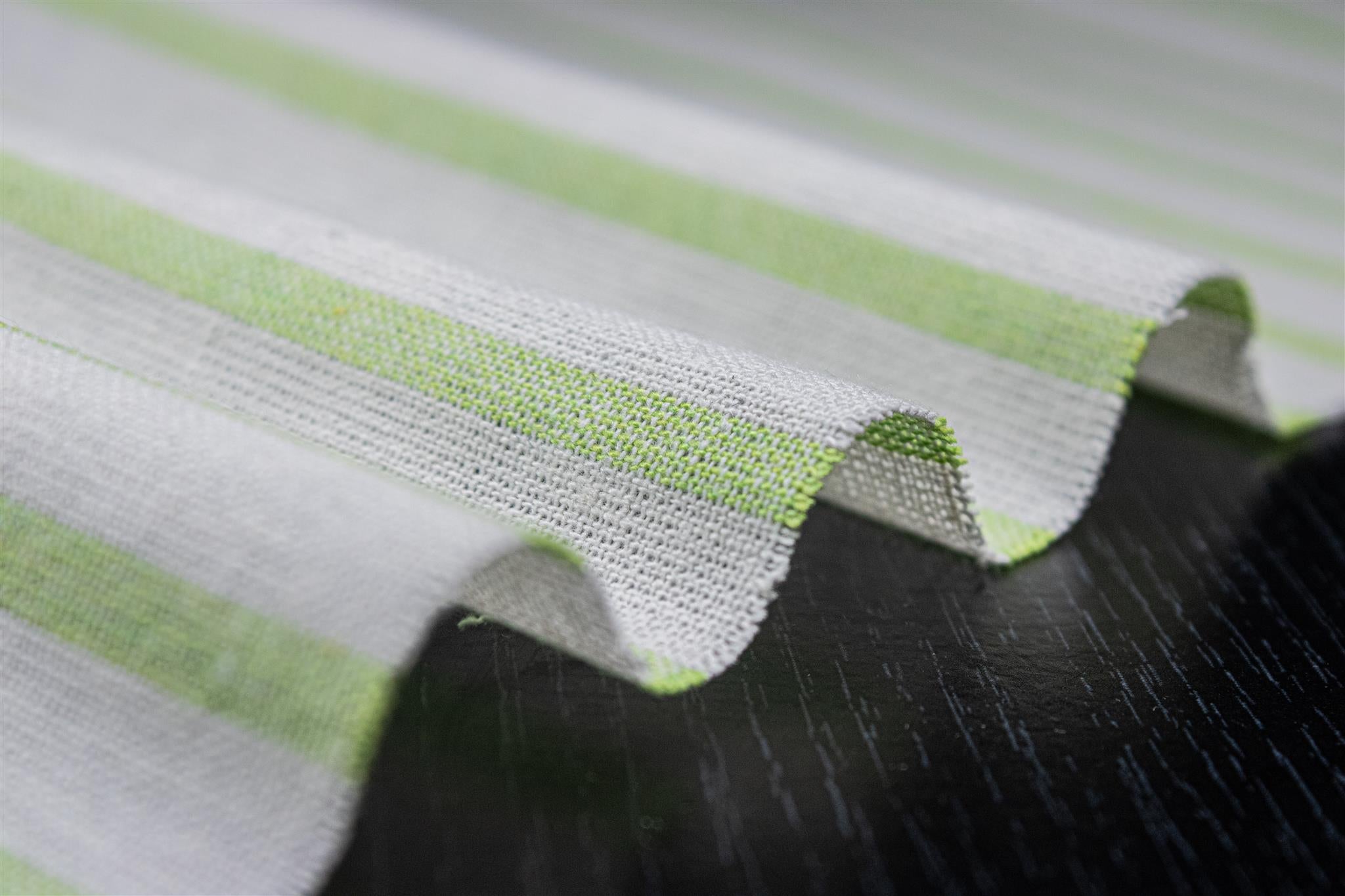 White & L.Green Cotton Recycled Oxford Stripe