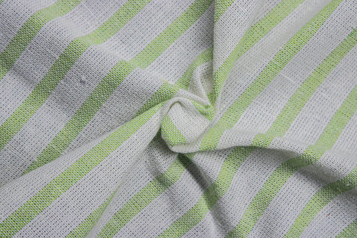 White & L.Green Recycled Oxford Stripe Cotton Fabric
