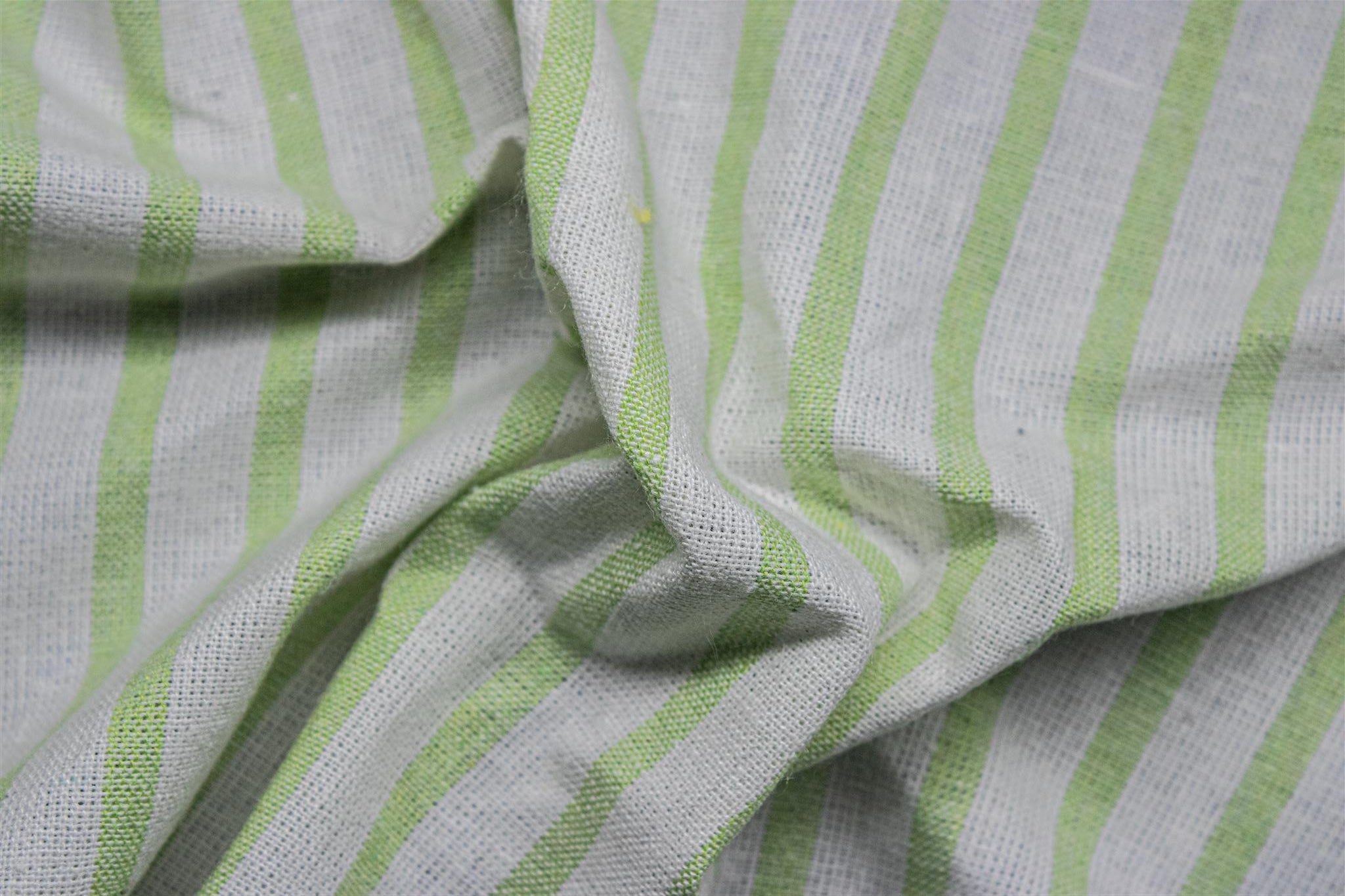 White & L.Green Cotton Recycled Oxford Stripe