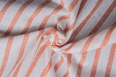 White & Orange Cotton Recycled Oxford Stripe
