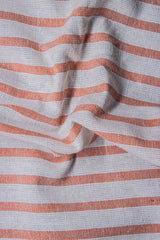 White & Orange Recycled Oxford Stripe Cotton Fabric