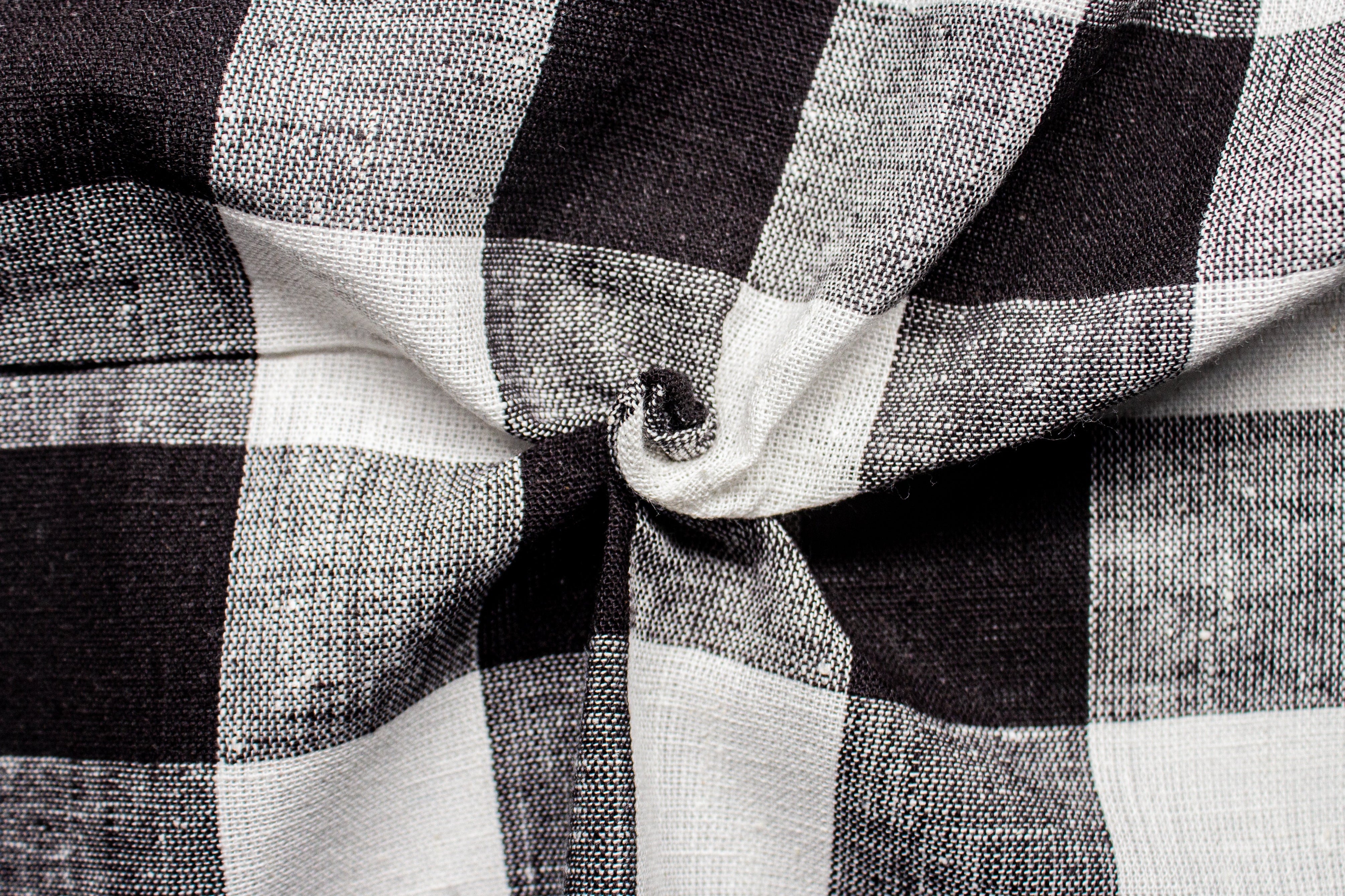 Black/White Tom Tom Check Cotton Linen Fabric