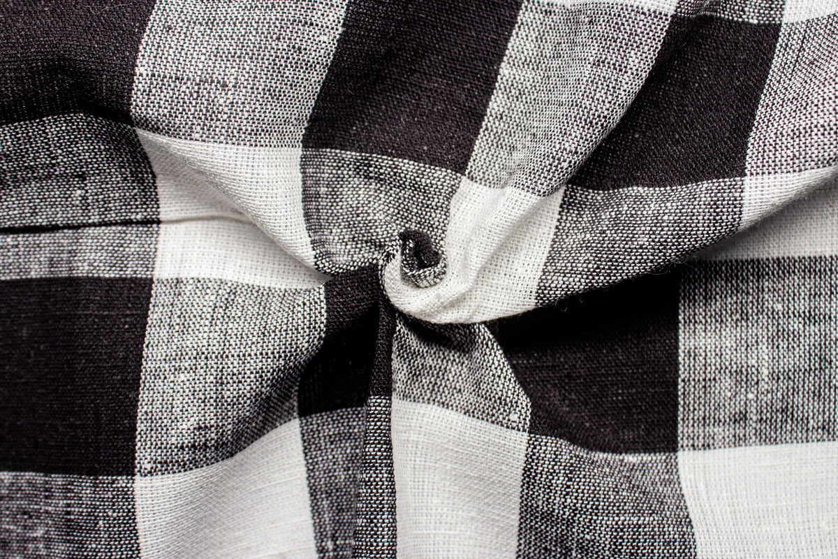 Black/White Tom Tom Check Cotton Linen Fabric