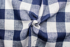 Navy/White Tom Tom Check Cotton Linen Fabric