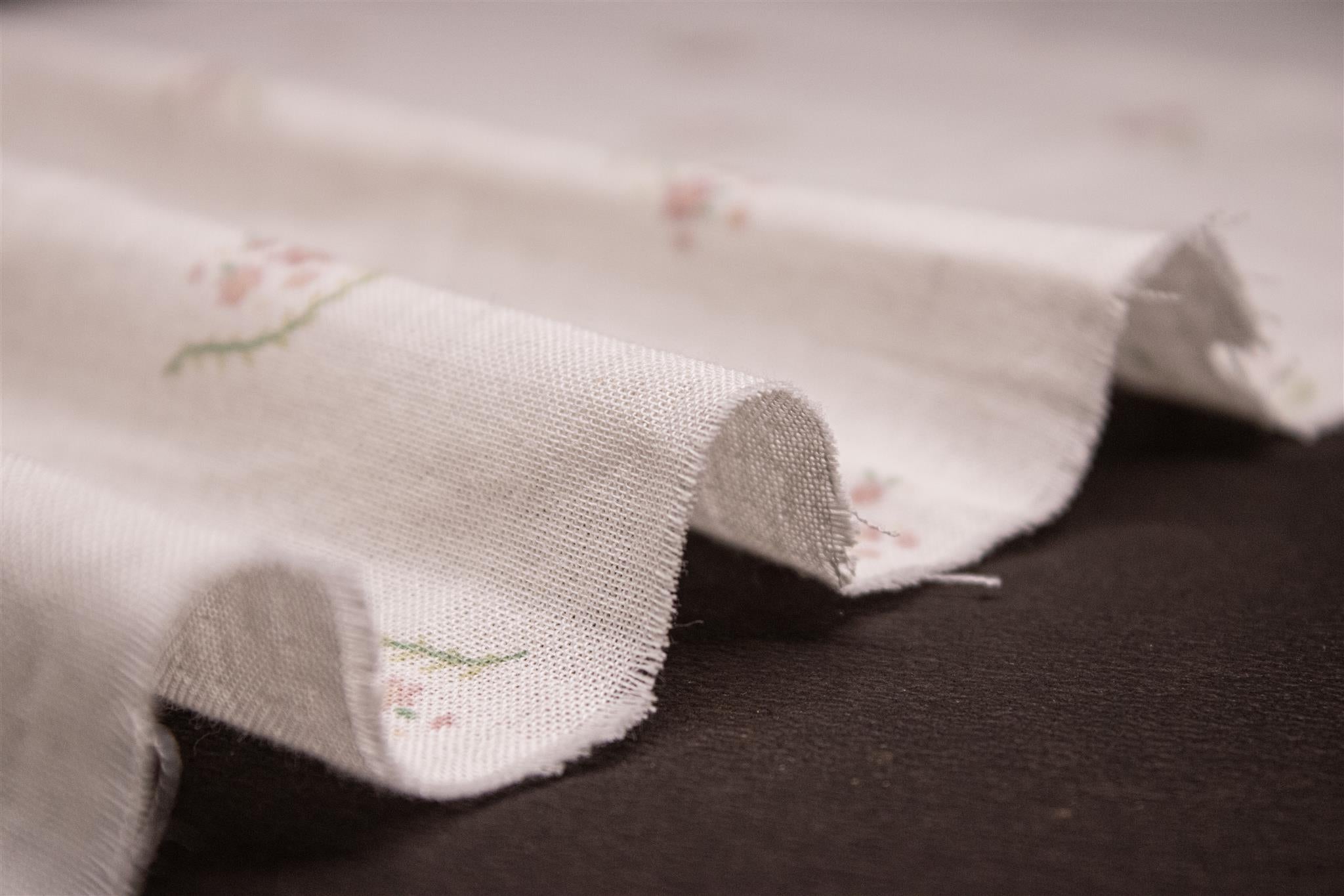 White Cotton Double Cloth Pink Floral Muslin Print
