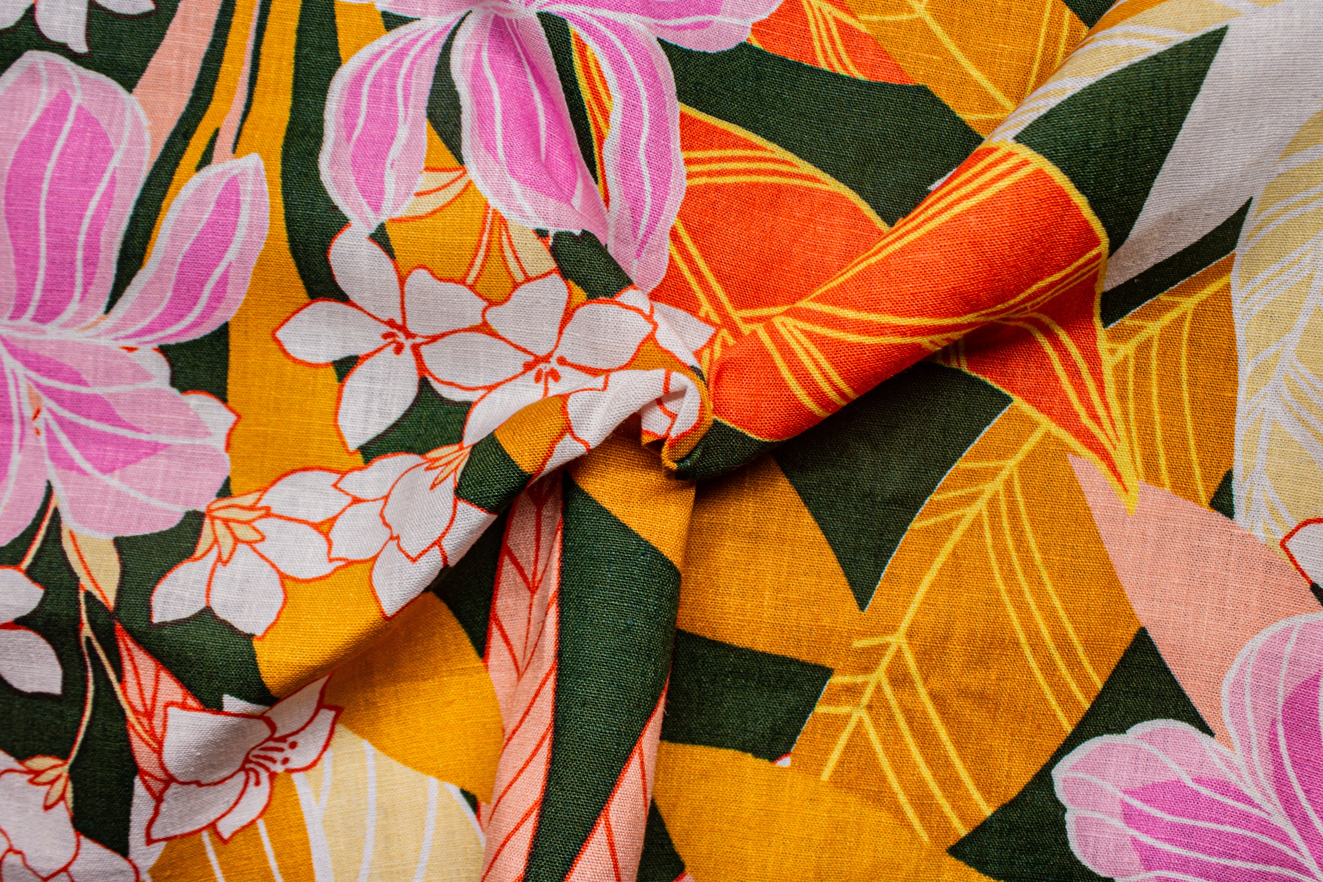 Multicoloured Print Cotton Linen Fabric