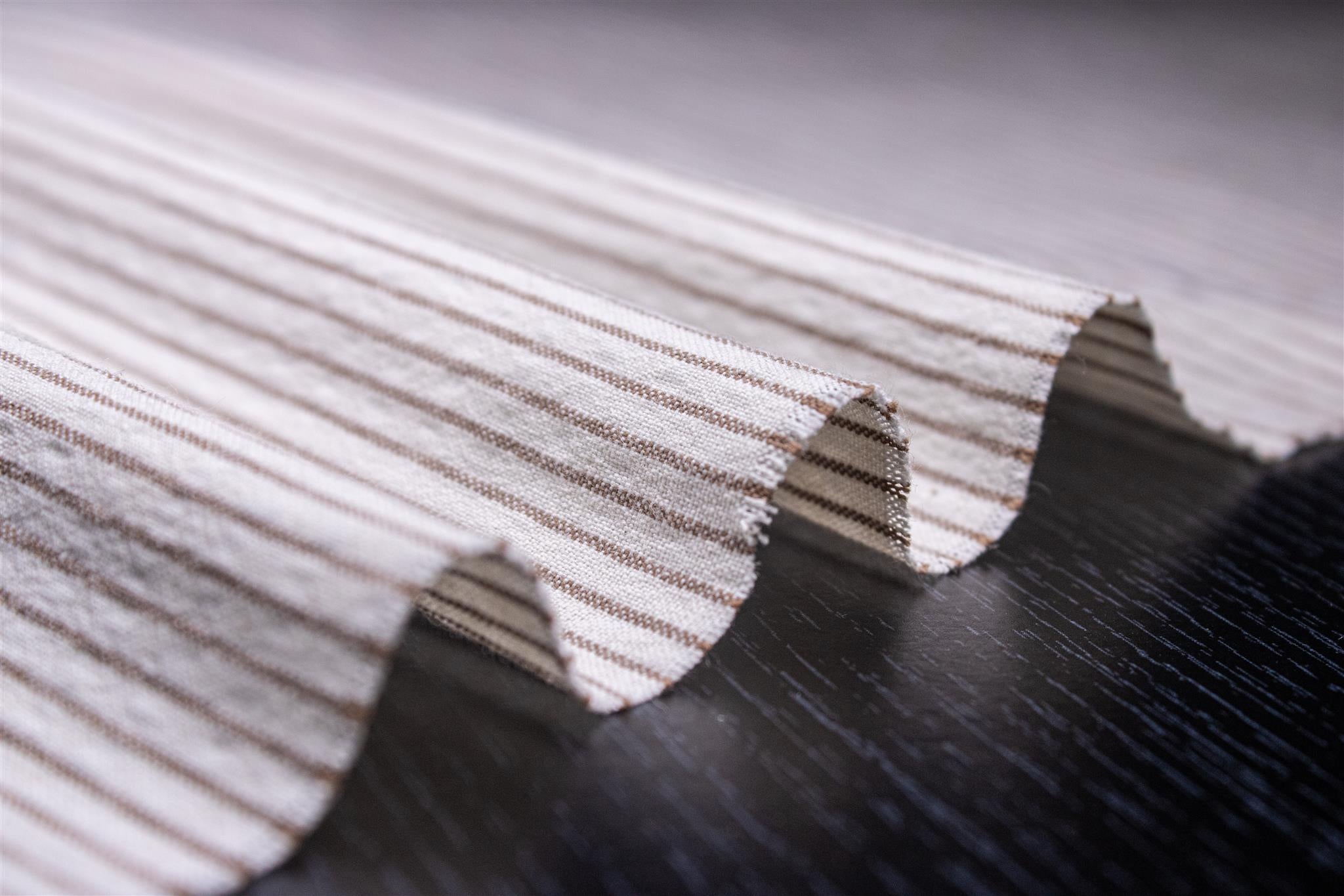 Beige & Brown Seersucker Cotton Lycra Stripe