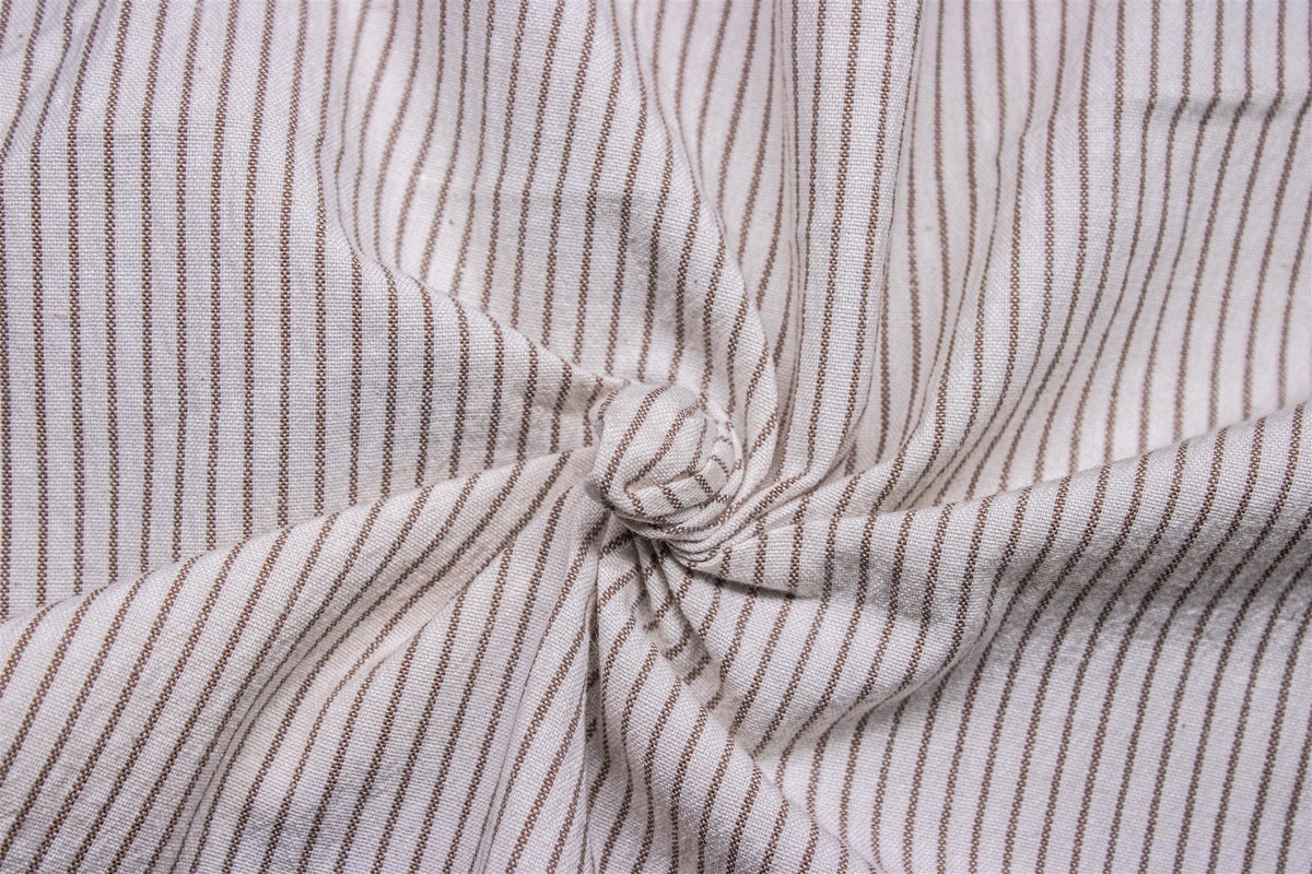 Beige & Brown Seersucker Cotton Lycra Stripe