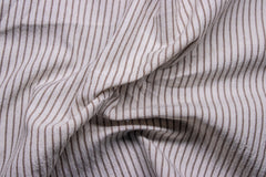 Beige & Brown Stripe Seersucker Cotton Lycra Fabric