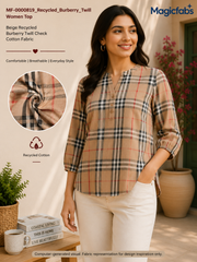 Beige Recycled Burberry Twill Check Cotton Fabric