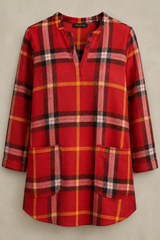 Red Recycled Burberry Twill Check Cotton Fabric