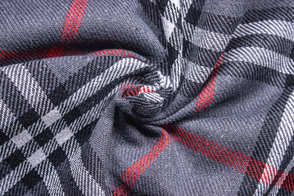 Grey Recycled Burberry Twill Check Cotton Fabric