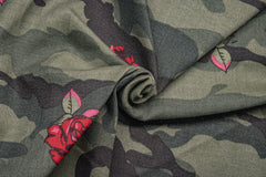 Camouflage Floral Print Cotton Lycra Fabric