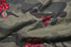 Camouflage Floral Print Cotton Lycra Fabric