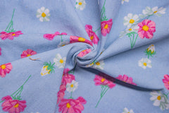 Cotton Lycra Blue Floral Print