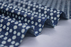 Indigo Denim Geometric Print Cotton Fabric