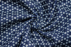 Indigo Denim Geometric Print Cotton Fabric