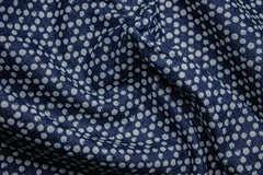 Indigo Denim Geometric Print Cotton Fabric