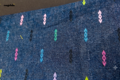 Indigo Cotton Denim Geometrical Print Fabric