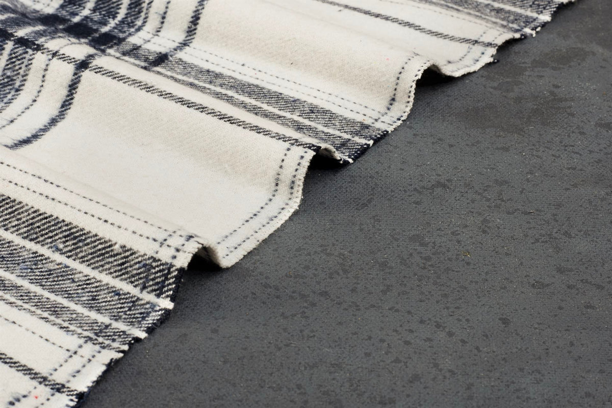 Recycled Cotton Navy White Heavy Twill Check