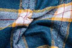 Recycled Green Heavy Twill Check Cotton Fabric