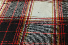 Red & White Recycled Heavy Twill Tartan Check Cotton Fabric