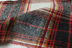 Red & White Recycled Heavy Twill Tartan Check Cotton Fabric