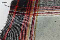 Red & White Recycled Heavy Twill Tartan Check Cotton Fabric
