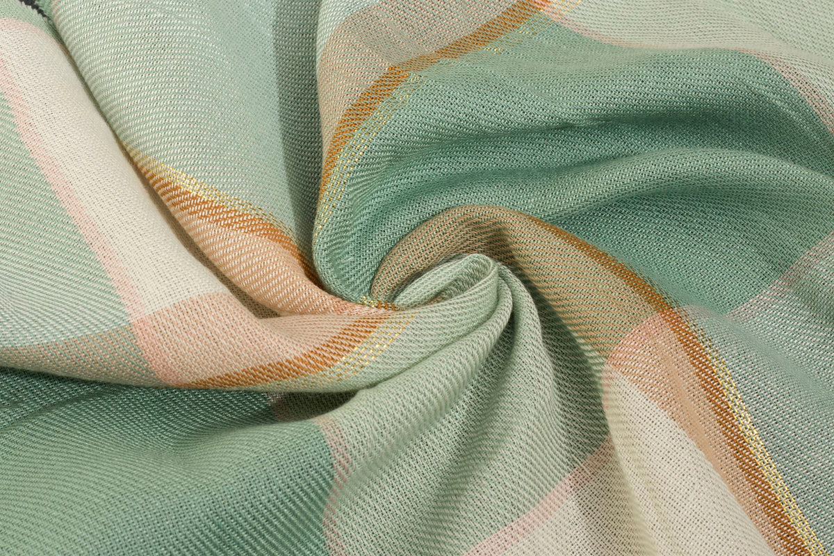 Light Green Cotton Viscose Twill Lurex Check