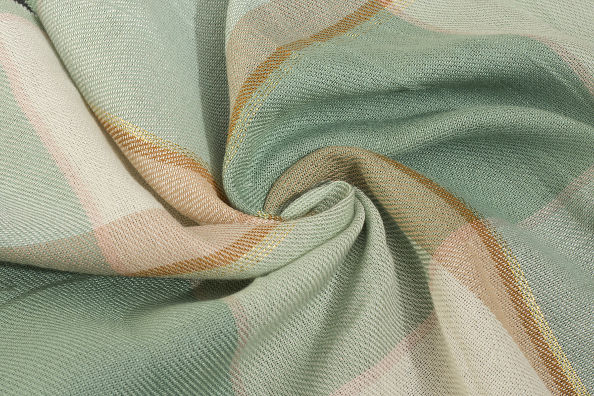 Light Green Viscose Twill Lurex Check Cotton Fabric