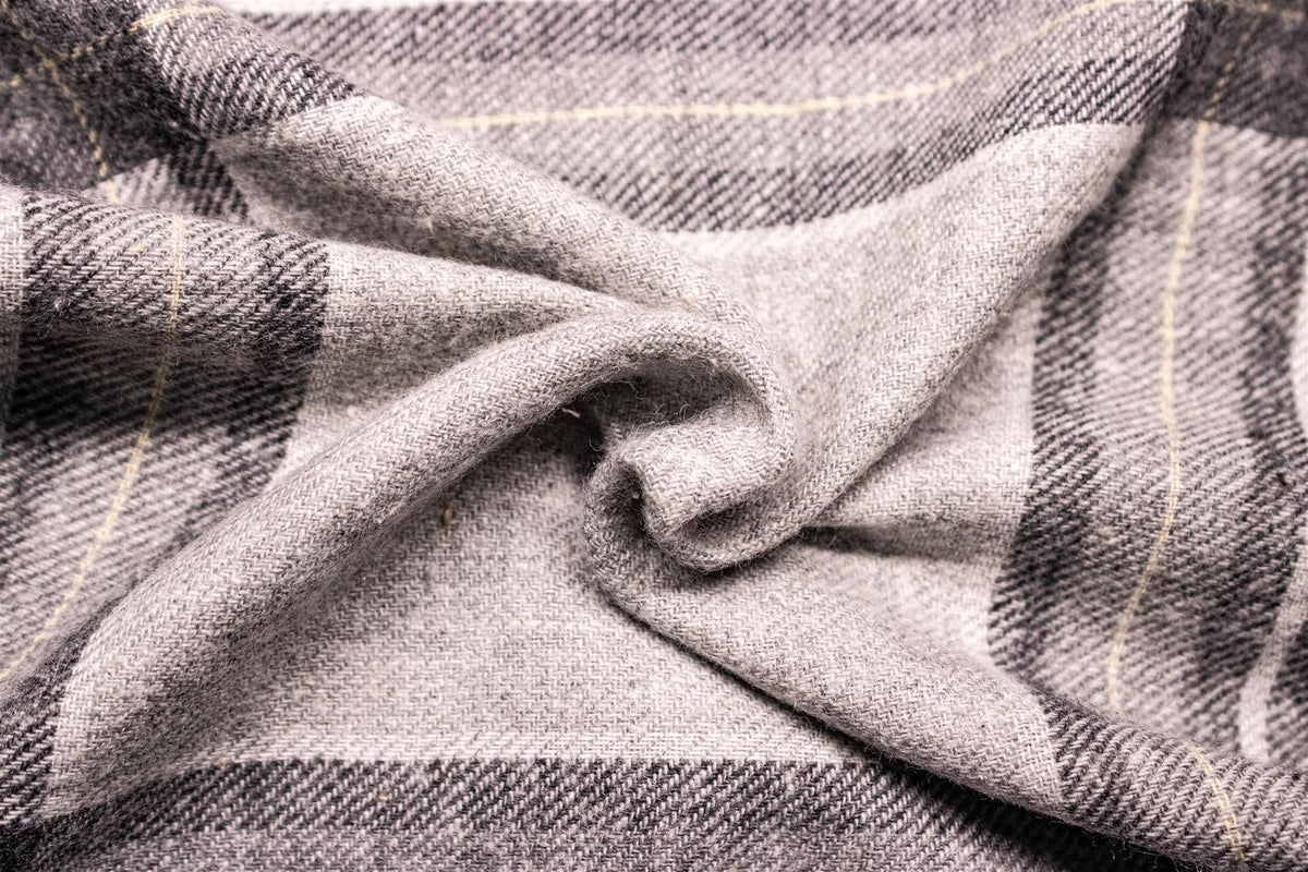 Grey Melange Cotton Twill Check