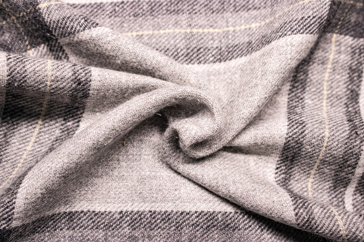 Grey Melange Twill Check Cotton Fabric