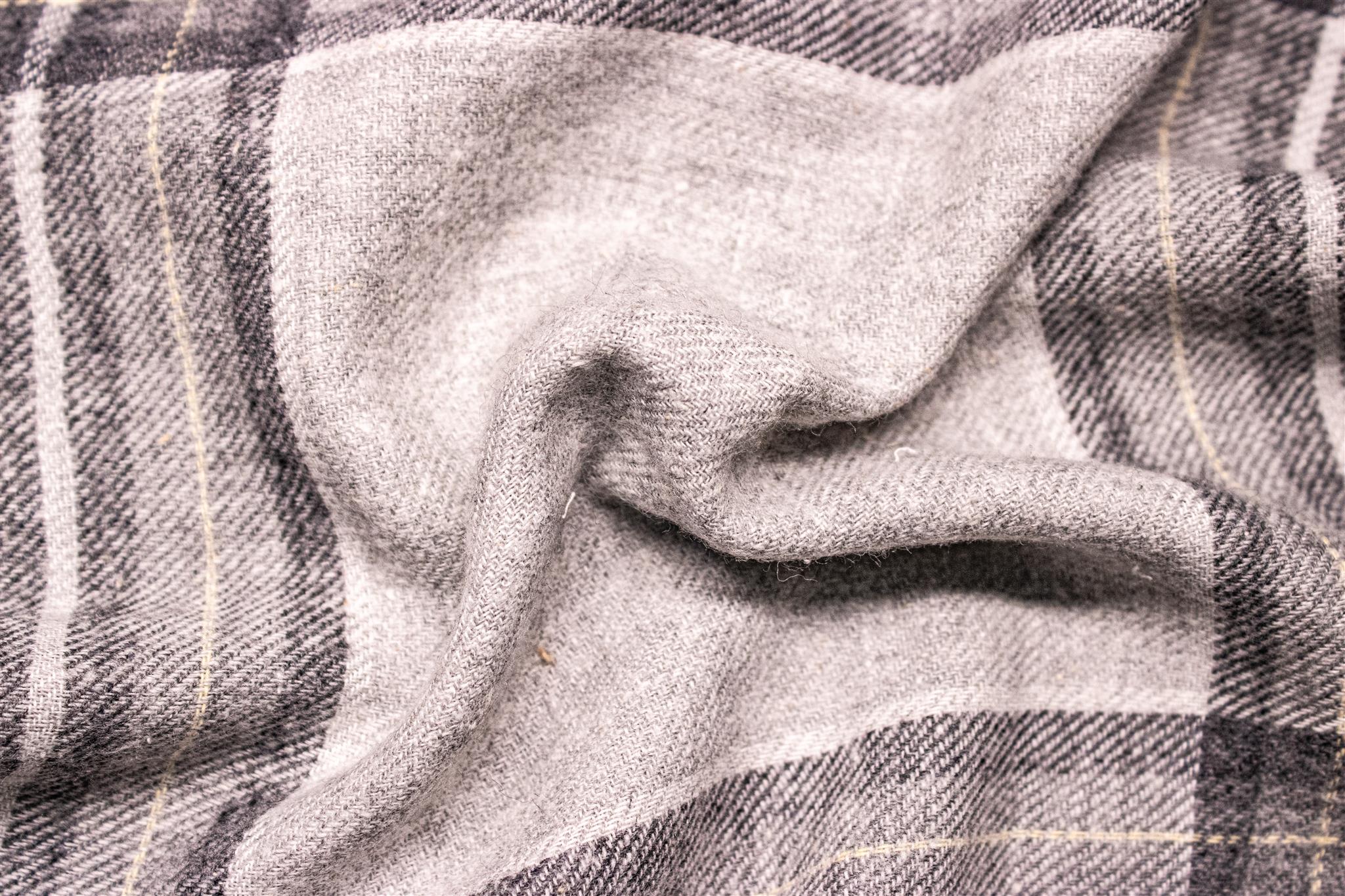 Grey Melange Cotton Twill Check
