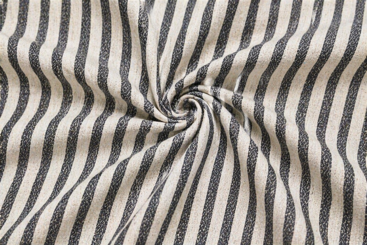 Black & White Stripe Cotton Linen Fabric