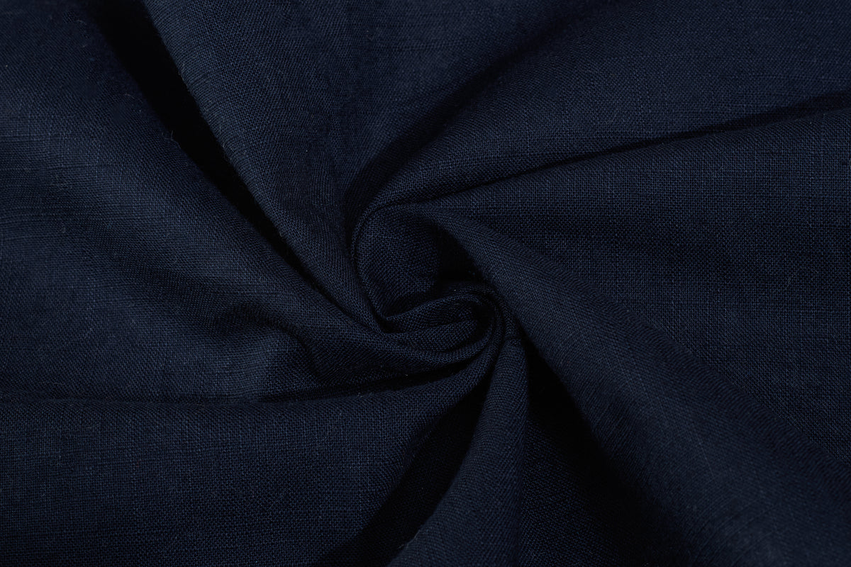 Navy Millmade Semi Poplin Slub Cotton Fabric