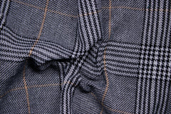 Black with Yellow Highlight (Recycled) Tartan Check Recycled Yarn Fabric