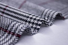 Black with Maroon Highlight (Recycled) Tartan Check Recycled Yarn Fabric