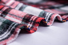 Recycled Red & White Heavy Twill Check Cotton Fabric