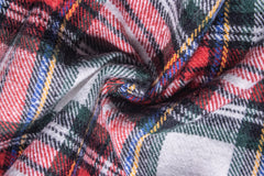 Recycled Red & White Heavy Twill Check Cotton Fabric