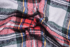 Recycled Red & White Heavy Twill Check Cotton Fabric