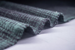 Recycled Bottle Green Heavy Twill Check Cotton Fabric