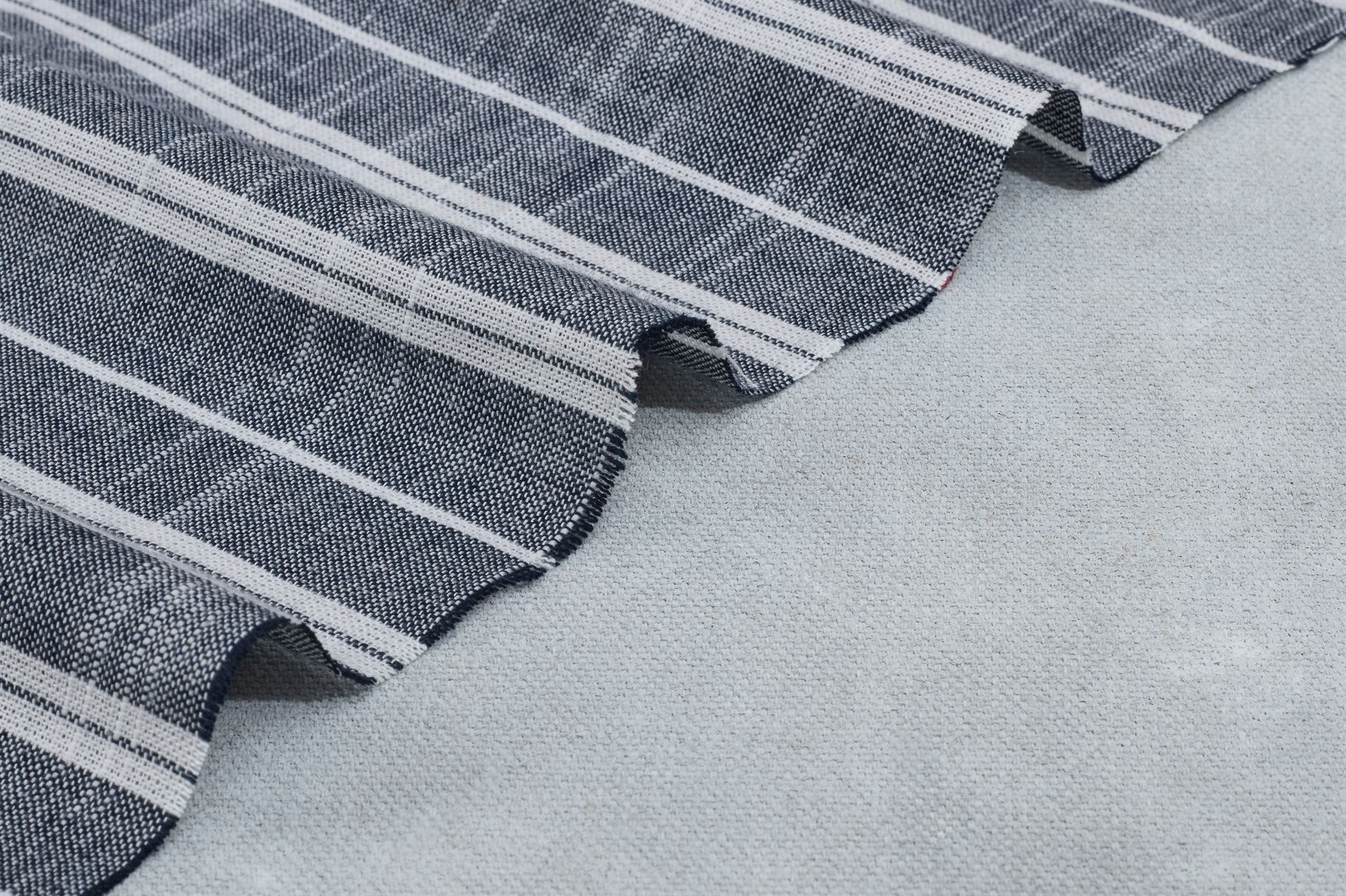 Navy Cotton Chambray Stripe