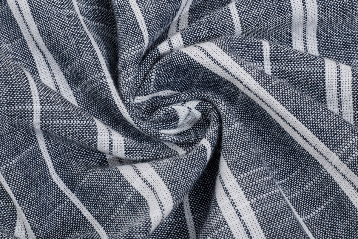Navy Stripe Chambray Cotton Chambray Fabric