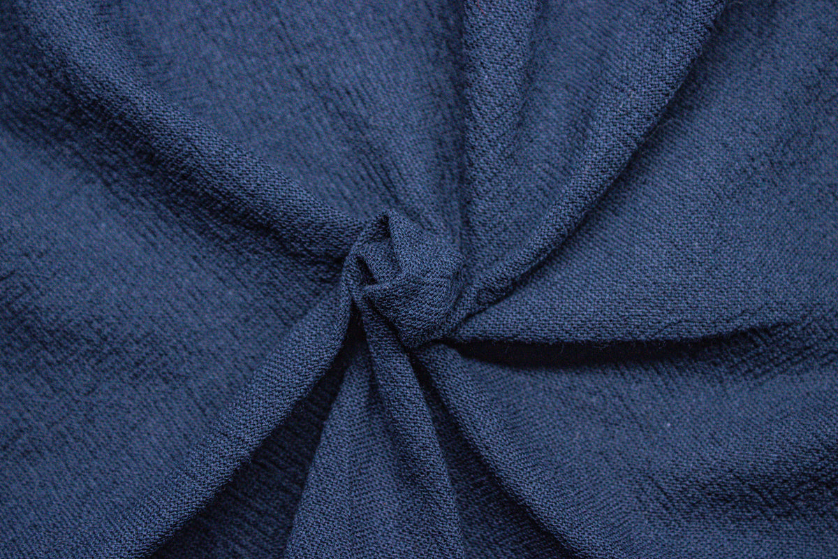 Navy Diamond Plain Crush Cotton Fabric
