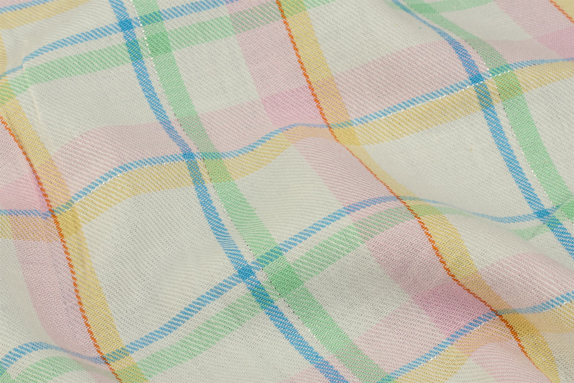 Pastel Multicolour Twill Lurex Check