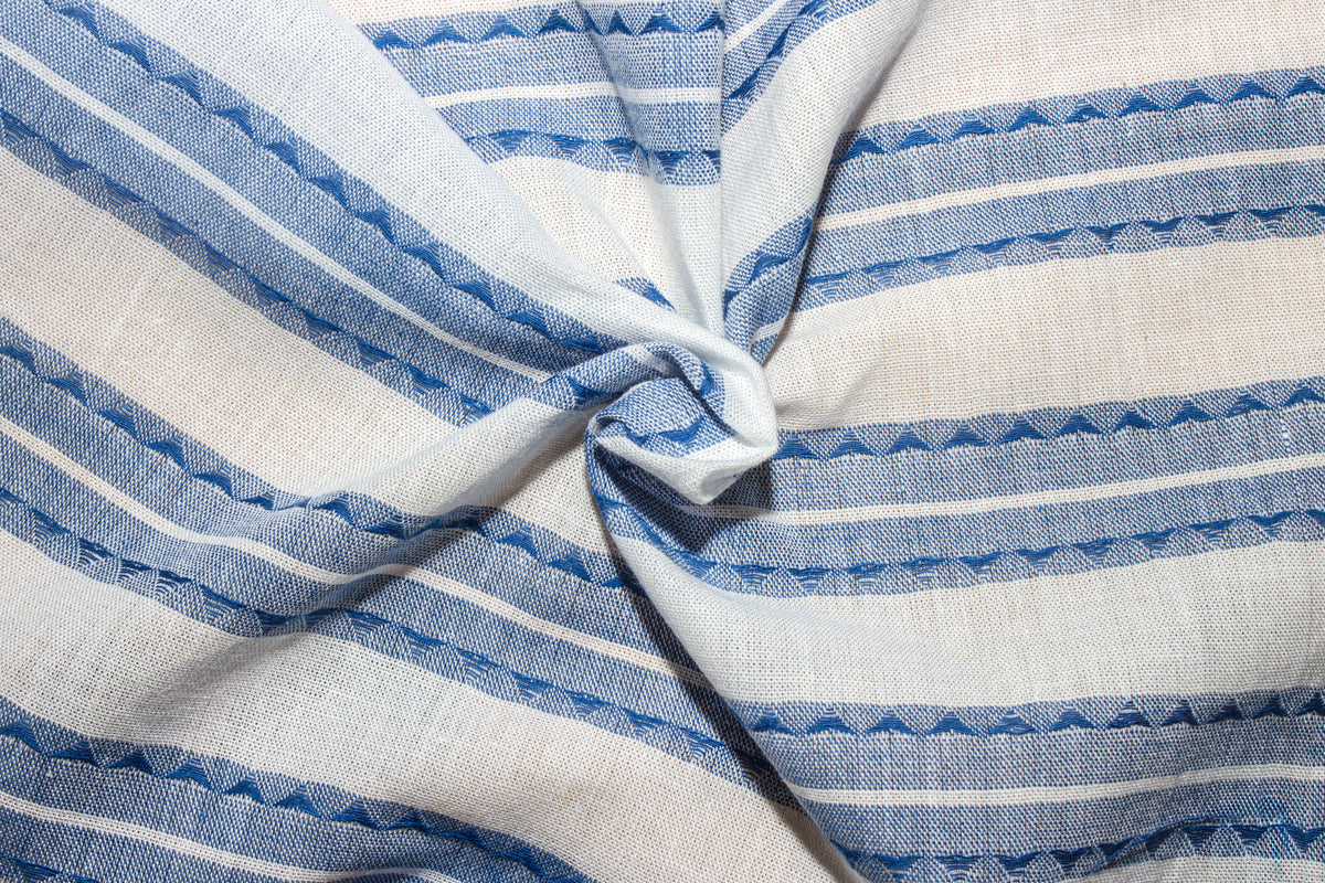 Royal Blue Fancy Dobby Stripe Cotton Fabric