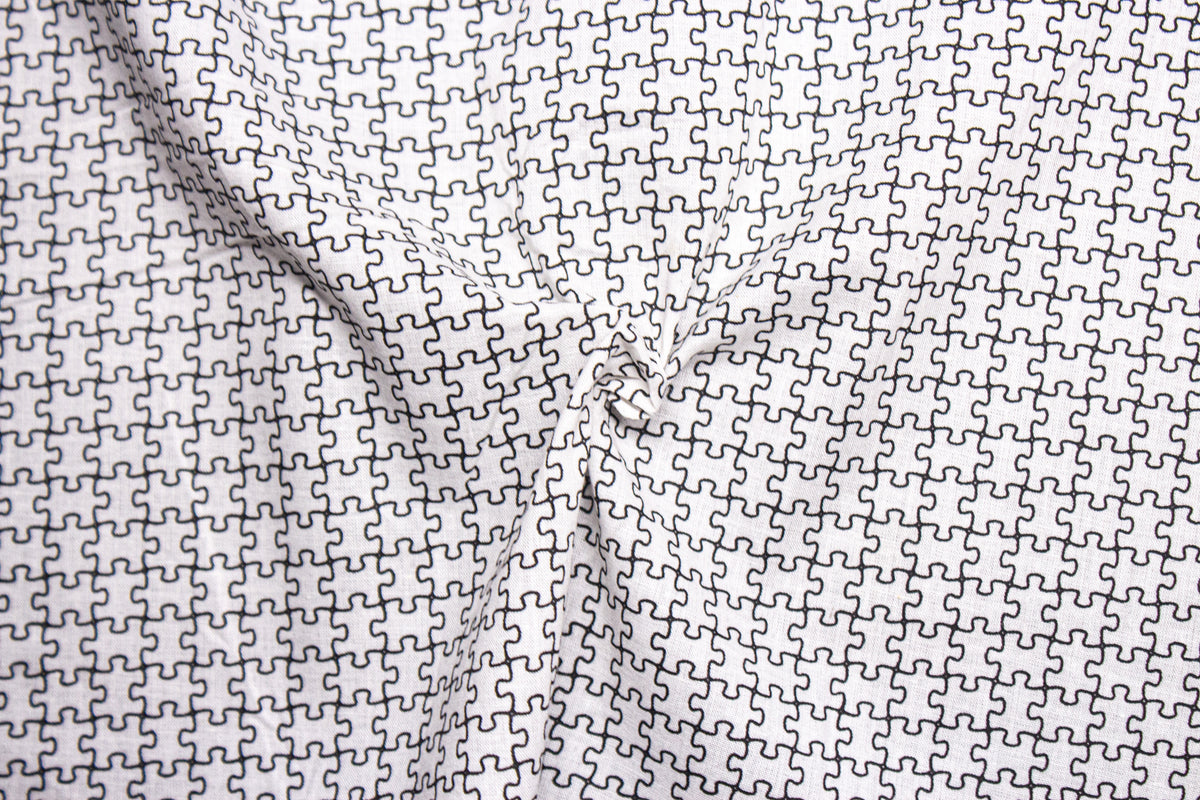 Black & White Geometric Cambric Print Cotton Fabric