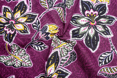 Magenta Cambric Floral Print Cotton Fabric